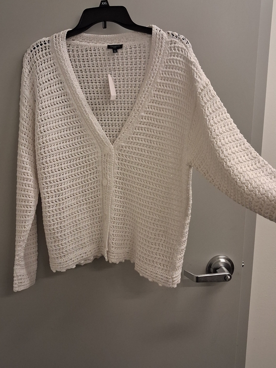 Talbots Sweaters - NWT Talbots White Crochet V-Neck Cardigan Sweater LG P